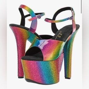 🦋B2G1🦋ELLIE SHOES 7" Pointed Open Toe Stiletto Rainbow Sandal | 711-Brite |